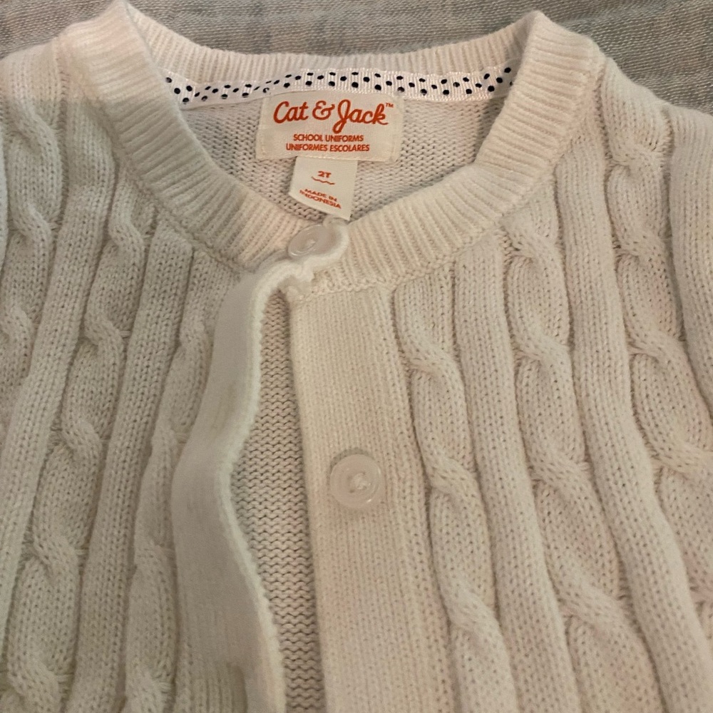 Cat and Jack 2T White Cable Knit Sweater Cardigan